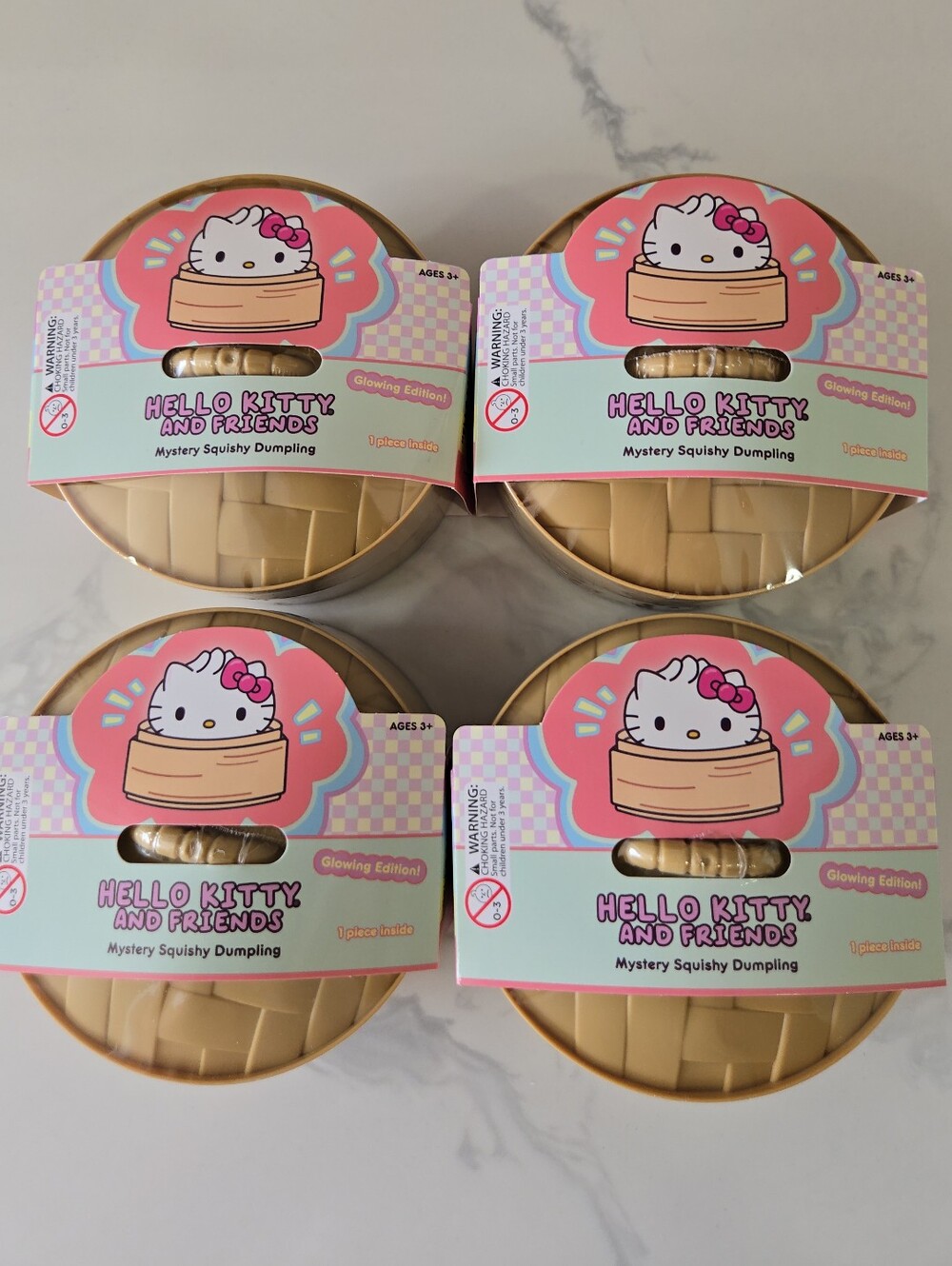 NEW Hello Kitty & Friends Mystery Squishy Dumpling Glowing Edition Set of 4